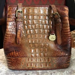 PECAN TOASTED ALMOND BRAHMIN HANDBAG PURSE DUSTBAG